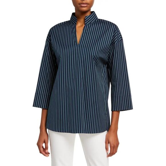 Lafayette 148 New York Plus Hawkins Striped Pullover Blouse Size Small - Picture 1 of 8